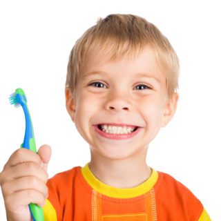 boy with toothbrush