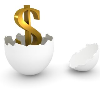 A dollar sign hatching out of an egg.