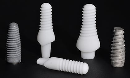 titanium and zirconia dental implants