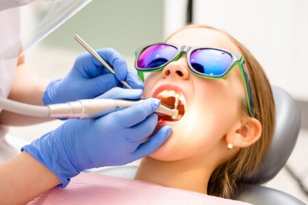 Young child in a dentist's chair